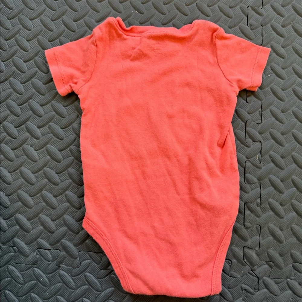 Carter's Coral & Yellow Dino Graphic One-Piece Bodysuit